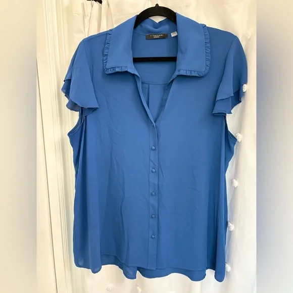 T Tahari Prussian Blue Blouse - Picture 1 of 7